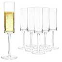 24-Pack Plastic Champagne Flutes, 6oz Clear Square Disposable Toast Glasses, Heavy Duty Shatterproof Recyclable Wine Glasses for Party Wine Tasting Wedding New Years Eve Party Supplies