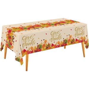 Gatherfun Fall Thanksgiving Decorations, Disposable Tablecloth, Plastic Table Cover for Autumn Party Decorations and Thanksgiving Party Decorations, 3 Pack, 54x108