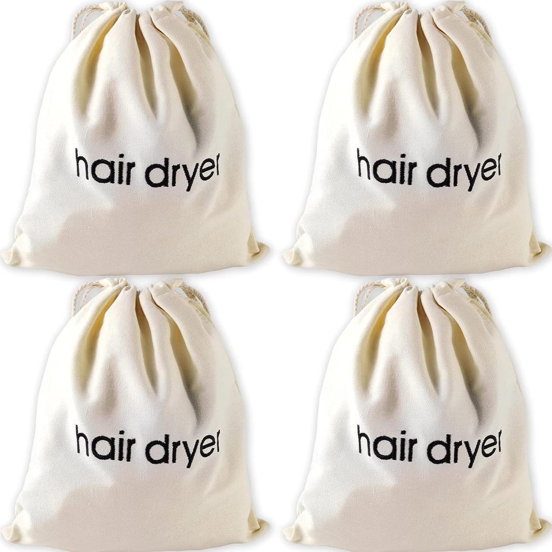 RONYOUNG 4PCS Hair Dryer Bags Drawstring Storage Organizer Travel Bag Container Hairdryer Bag for Traveling, Beige