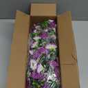 Dolicer 2 Packs Look Real Artificial Flowers for Outdoors, Fake Artificial Hanging Flowers for Outdoors Realistic UV Resistant Hanging Flowers Silk Petunia Faux Flowers for Porch Patio (Mixed Purple)