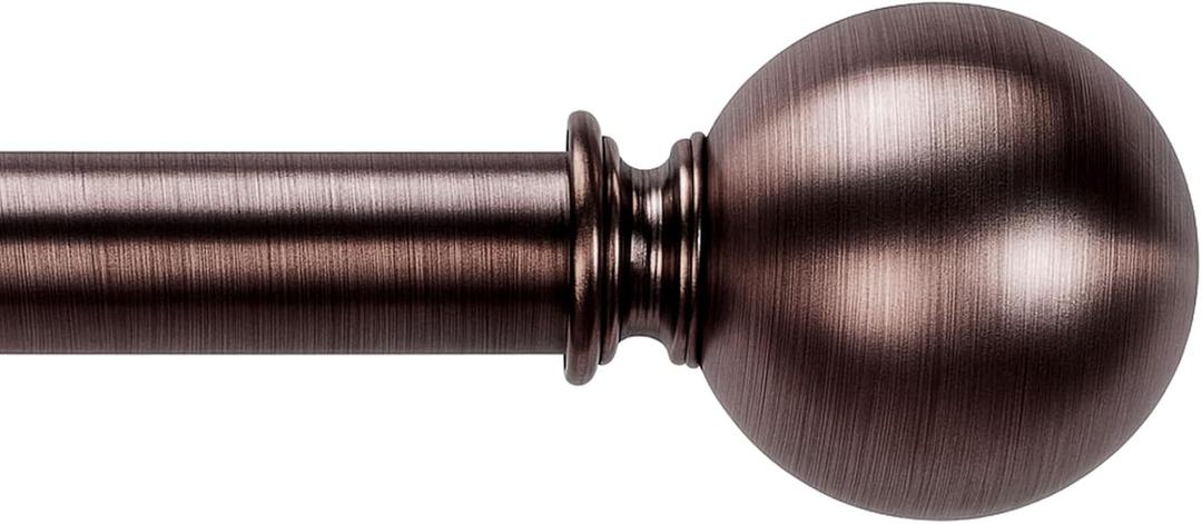 Brown Curtain Rods for Windows 18 to 88 inches, 1 Inch Modern Metal Drapery Rods, Adjustable Heavy Duty Curtain Pole with Round Finials(18"-88"Dark Red)