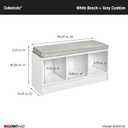 ClosetMaid 1631 Cubeicals 3-Cube Storage Bench, White with Gray Cushion