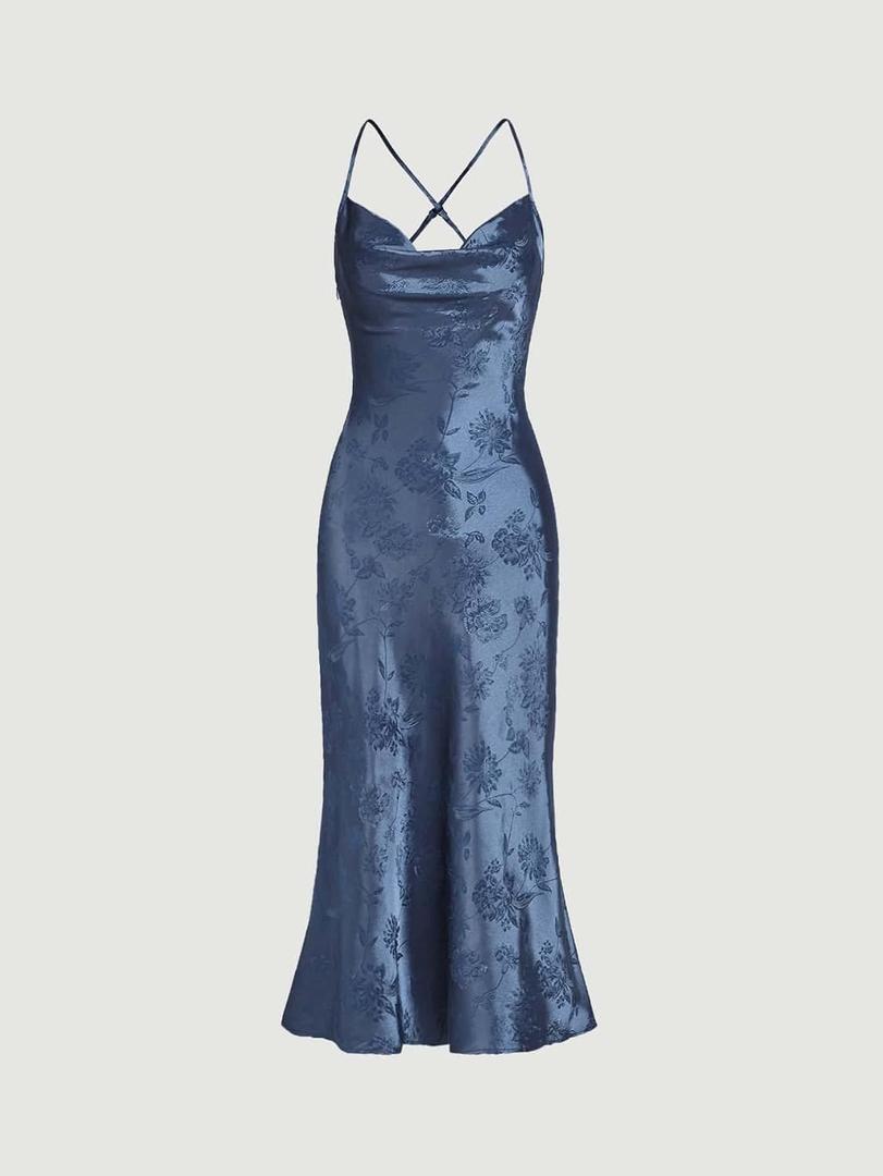 Women's Dress Dresses for Women Jacquard Satin Cami Dress Dresses, Size XXL