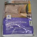 Ultra Soft Pillow Protectors with Zipper Standard Size - Set of 4 Breathable Pillow Covers - 100% Protection Against Stains, Dust & Dirt - Machine Washable (White)