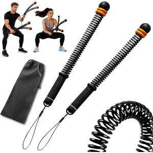 2PC Ropeless Battle Ropes,Portable Cordless Weighted Battle Ropes with Storage Bag, Heavy Duty Cordless Battle Rope for Home Gym HIIT & Cardio Full-Body Workout Tool with Non-Slip Spiral Handles Black