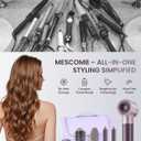 MESCOMB Dual Voltage Hair Dryer Brush for Travel, 5 in 1 Air Styler with High-Speed Blow Dryer, Anti-Frizz, Compact, 100V-240V for Worldwide Use, Includes Travel Bag (Purple)