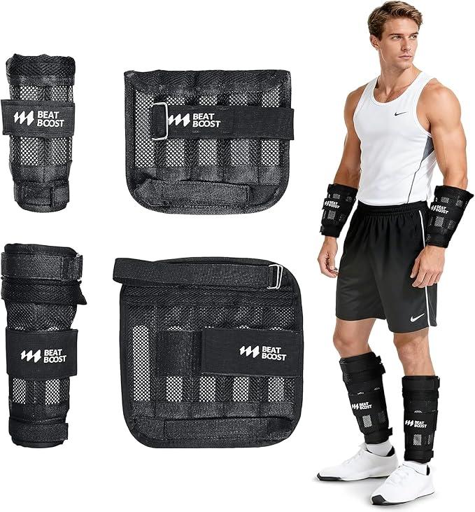 Ankle Wrist Weights 25lb BeatBoost Adjustable Leg Arm Weights for Men Walking Pilates Exercise Workout Gym Aerobics, 25lb