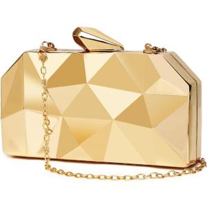 Gold Evening Bag,Geometric Evening Clutch,Metallic Gold Bags,Evening Bags for Wedding, Party&Formal Evening