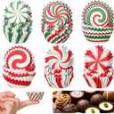 600 Pcs Christmas Party Cupcake Liners Christmas Paper Baking Cups Mini Muffin Liners Small Cupcake Wrappers Xmas Paper Candy Cups for Santa Holiday Chocolate Cake Making Supplies (Classic)