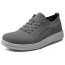PROMOLA Wide Toe Box Shoes for Men Casual Dress Shoes Mens Mesh Slip on Walking Sneakers Comfortable Grey, Size 14
