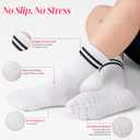 CoolMate Pilates Socks with Grips for Women, Yoga Socks, Crew Non Slip Women for Barre, Pilates Gifts for Women (White)
