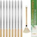 27 Inch Extra Long 1 Inch Wide Kabob Skewers for Grilling, Premium 304 Stainless Steel Barbecue Skewer with Wood Handle,Metal Flat Kebab Skewers include 8PCS BBQ Skewer,1PCS Grill Mop Brush