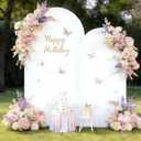 Set of 2 Wedding Arch Backdrop Cover, Spandex Fitted 7.2ft, 6ft White Arch Covers Stretchy Backdrop Balloon Arch Back Drop for Valentines Wedding Birthday Party Christmas Banquet Decoration