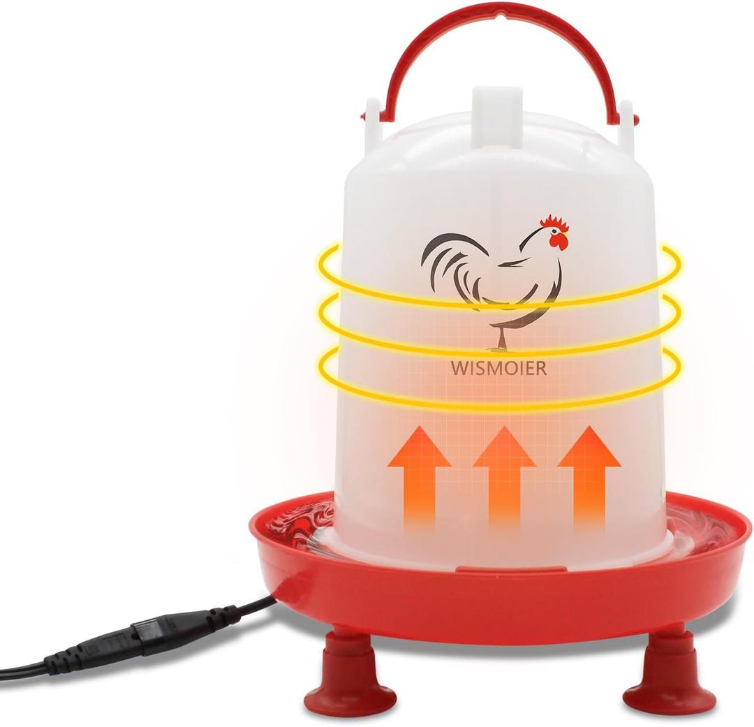 3L Heated Chicken Waterer for Winter Auto-Fill Chicken Water Heater with Leg Support,35W BPA-Free Heating Poultry Waterer No Waste Heated Watering System for Chicken Coop