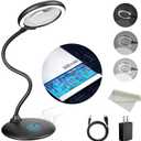 5X Rechargeable Magnifying Glass with Light and Stand, Raweao Dimmable Lighted Magnifying Lamp Glass for Reading, Close Work, Hobbies, Crafts
