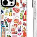 for iPhone 15 Pro Max Case [Military-Grade Drop Protection/Tropical Soft TPU Protective/Camera Protection/for Women & Girls]-Summer Vibes Cocktail Collage Design