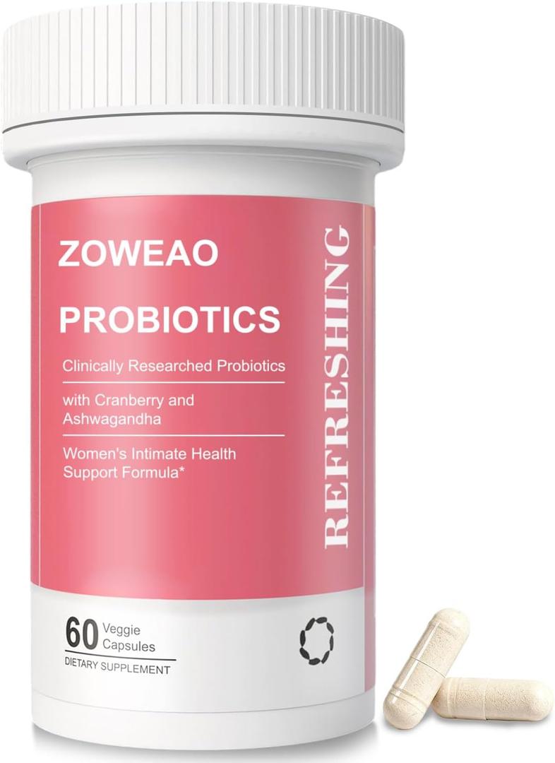2 x Vaginal Probiotics for Women - Vaginal Moisturizer Supports Vaginal Health, pH Balance, Fights Itch, Odor & Yeast, Enhances Intimate Wellness, 60 Capsules Probiotics, Cranberry, Ashwagandha (Pink)