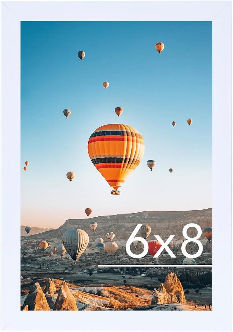 upsimples 6x8 Picture Frame, Display Pictures 3.5x5.5 with Mat or 6x8 Without Mat, Wall Hanging Photo Frame, 1 Pack