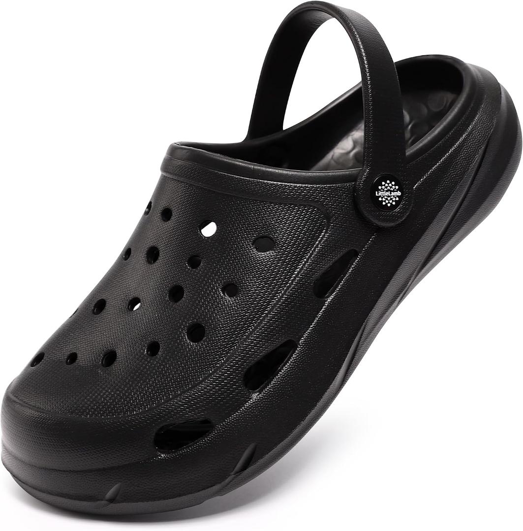 Kids Boys Girls Classic Camo Garden Clogs & Mules | Lightweight Summer Shoes - Quick-Dry Non-Slip Beach Clogs (Black)