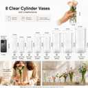 48pcs Glass Cylinder Vases for Centerpieces,Clear Flower Vases for Wedding Decorations and Indoor Home Decor, Hurricane Candle Holder for Table Shelf, Party