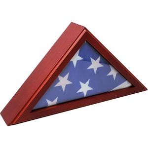 American Flag Mahogany Display Case - Wood Frame Fits 5x9.5' Folded Flag - Veteran Burial Memory - Glass Front