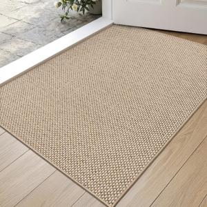 DEXI Thin Door Mat Indoor Entrance 24x36, Non Slip Entryway Mat, Beige