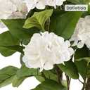 3FT Artificial Hydrangea Tree 2 Pack, Realistic Faux Hydrangea Plants in Pot with White Flowers, Lifelike Faux Greenery Home Indoor Outdoor Front Porch Garden or Wedding, White