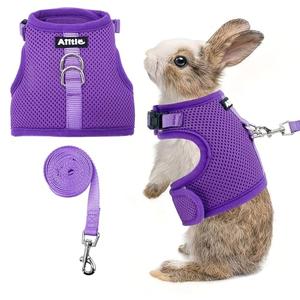 AIITLE Breathable Bunny Harness and Leash Set, Adjustable Straps & Magic Tape Design, Comfort Fit Vest for Puppies, Cats, Squirrels, Rats, Bunnies, Ferrets, Outdoor Walking, Purple S