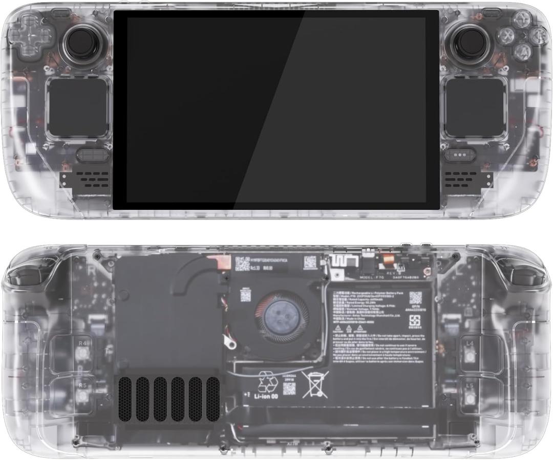 EXtremeRate Replacement Full Set Housing Shell with Buttons for Steam Deck OLED Handheld Console, Custom DIY Glow in Dark Green Faceplate Back Plate Trackpad Case for Steam Deck OLED Console