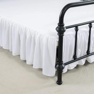 Bed Skirt Queen Size Ruffled Bed Skirt with Split Corners, 18 Inch Drop Dust Ruffle Bed Skirts with Platform, White, Queen Size