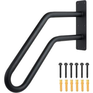 Heavy Duty Black Hand Railings for Stairs Outdoor (1-3 Steps) - U Shaped Matte Safety Grab Bars for Elderly, Wall Mounted Handrails for Indoor Concrete Steps for Garage, Porch, Basement