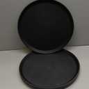TOPZEA 4 Pack Plastic Server Tray, 14 Inch Round Serving Tray Restaurant Serving Tray Non-Slip Bar Tray Cafeteria Tray for Eating, Cafe Tray for Coffee Table, Black, with Non-Skid Rubber Lined