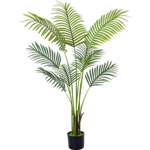 Artificial Golden Cane Palm Tree 4 Feet Faux Plant for Home Decor Indoor Outdoor Faux Areca Palm Tree in Pot for Home Office Perfect Housewarming Gift with Adjustable Trunks