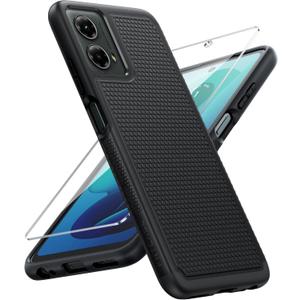 FNTCASE for Moto G-5G 2024 Case: Moto G 2024 Phone Case 14FT Military Grade Drop Protection with Screen Protector Shockproof Rugged Anti-Slip Sweat-Resistant Matte Dual Layer Daily Cover (Black)