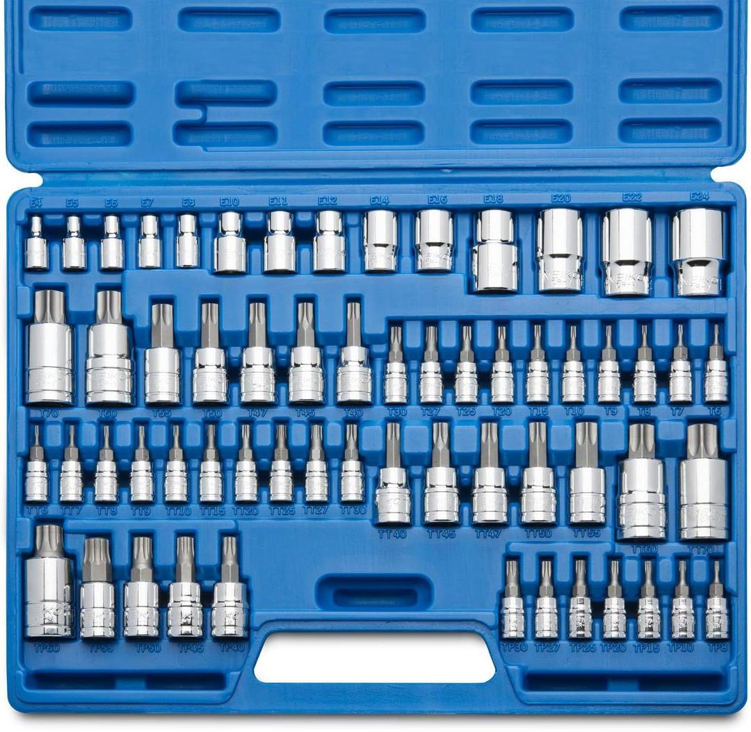 NEIKO 10083A Master Torx Bit Socket and External Torx Socket Set, S2 and CrV Steel, Supreme Torque Output Complete Kit, 60 Pieces