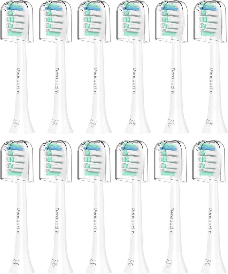 Toothbrush Replacement Heads Compatible with Philips Sonicare and More Click-on Handles 12 Pack White