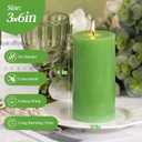 KONNI Green Pillar Candles Set of 3, 3"x 6" Unscented Pillar Candles Bulk, 56 Hours Long Burning Candles, Smokeless&Dripless Large Round Candle for Wedding, Home Decoration, Parties, Spas, Dinner