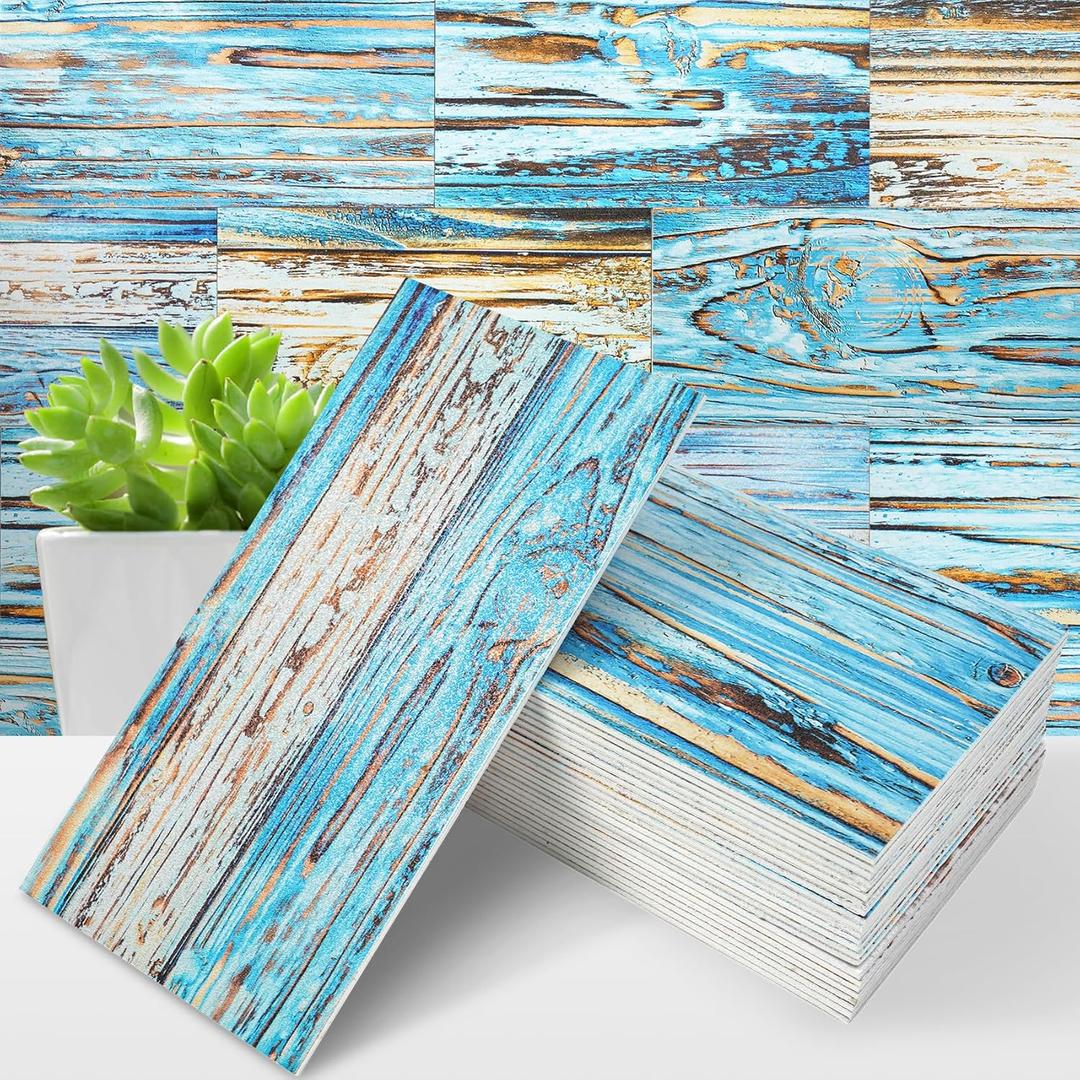 STICKGOO 50-Piece Subway Tile Peel and Stick Backsplash, 4"x 8" Thickened PVC Stick on Tiles for Kitchen, Bathroom, Camper, FireplaceRustic Gold Slate, Pack of 46