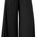 ODODOS Women's Wide Leg Palazzo Lounge Cropped Pants with Pockets Light Weight Comfy Casual Pajama Pants-24 inseam, Black, Small