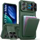 SSLOTSCASE for iPhone 17 Pro Max Case with Card Holder & Camera Cover Stand & Slide Lens Cover & Wallet, Men Women Sturdy Stylish Multifunctional Phone Case Cover for iPhone 17 Pro Max 6.9'', Green