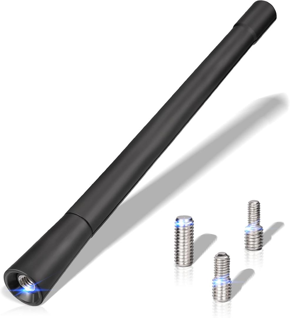 Eightwood Vehicle Radio Antenna 6.9 inch, Flexible Universal Roof Mount Car Antenna Mast Replacement with M4 M5 M6 Screw Adapter