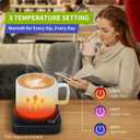 VOBAGA Coffee Mug Warmer for Desk with Auto Shut Off & 3-Temp Settings, Coffee Cup Warmer with Smart Safety Alert Home Office Accessory, Perfect for Coffee, Tea, Milk (Mug for Display) (Black)