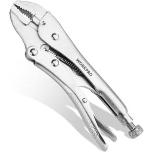 WORKPRO Locking Pliers, 4-inch Curved Jaw Vice Grips pliers, Chromium-Vanadium Steel Locking Pliers with Wire Cutter, Locking Adjustable Vise Grips for Clamping Twisting Welding