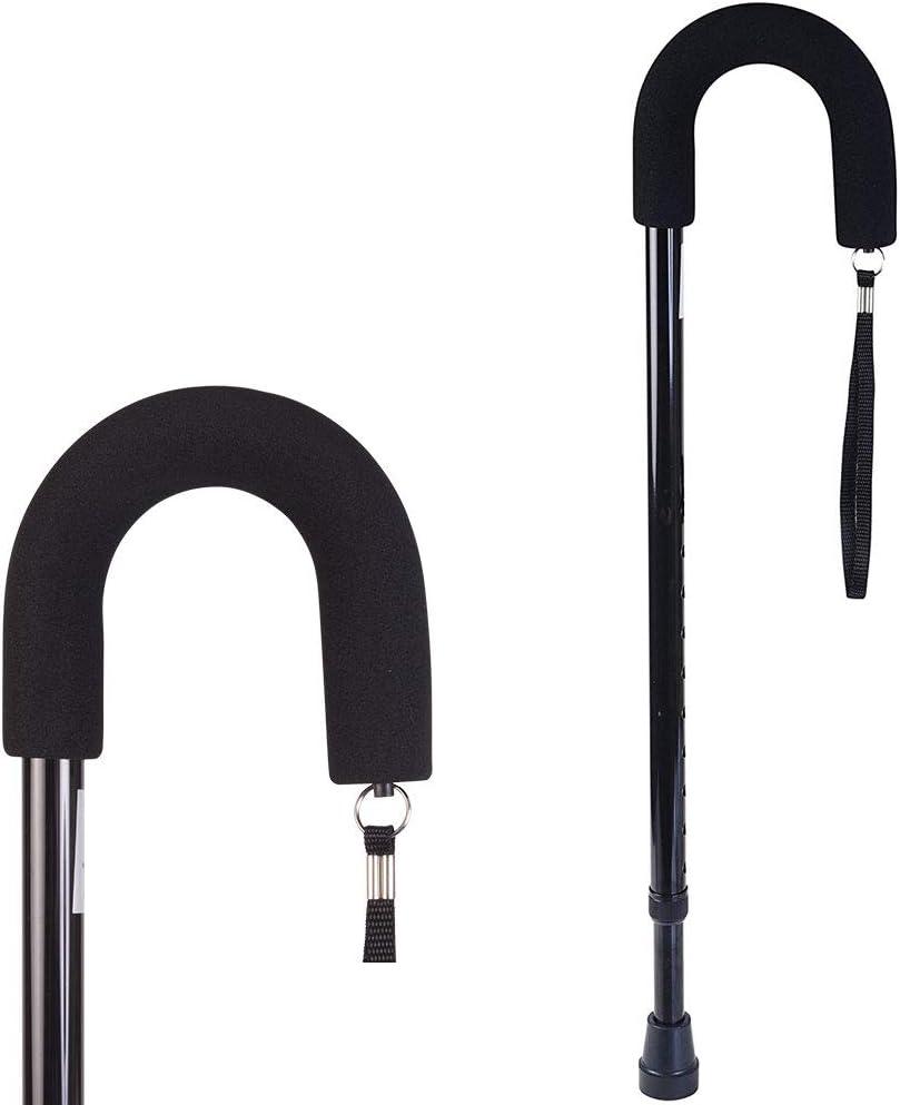 DMI Deluxe Adjustable Cane with Comfort Grip Handle and Strap, Black