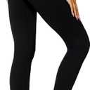 Fleece Lined Leggings Women - Warm - Winter - Women's Tights - Black Ribbed - Large - X-Large