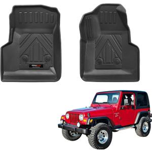 All Weather TPE Front Floor Mats for 1997-2006 Jeep Wrangler TJ Accessories (for 1997-2006 Jeep Wrangler TJ/LJ Front Floor Mats 2 Pcs)