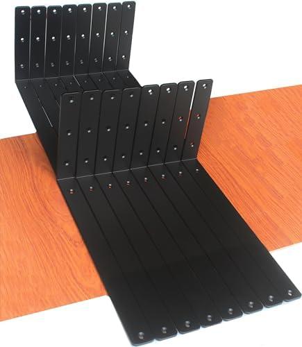 16 Pack - L 16" x H 8" x W1.5, 5mm Thick Black L Shelf Bracket, Iron Shelf Brackets, Metal Shelf Brackets, Floating Shelf, Shelf Supports with Screws