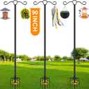 SINLEY Double Shepherds Hook for Outdoor with 5 Prong Base Heavy Duty Two Sided Bird Feeder Pole for Hanging Lantern,Hummingbird Feeder,Lightweight Plant,Shepherds Hook (3 Pack 90 inch)