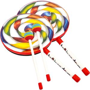 Foraineam 2 Pieces 8 Inch Hand Drum with Drum Stick Musical Sound Tool Music Percussion Instruments