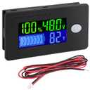 DROK 48v Golf Cart Battery Meter - LCD Display Lithium Battery Monitor 10-100v Volt Meter Temperature Gauge for Marine RV Car DIY Project (Black)
